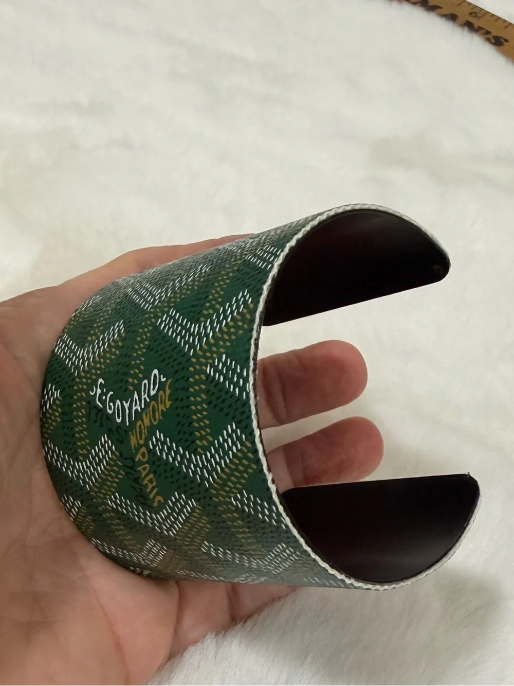 Goyard upcycled Green Printed coated Canvas Cuff bracelet brand new